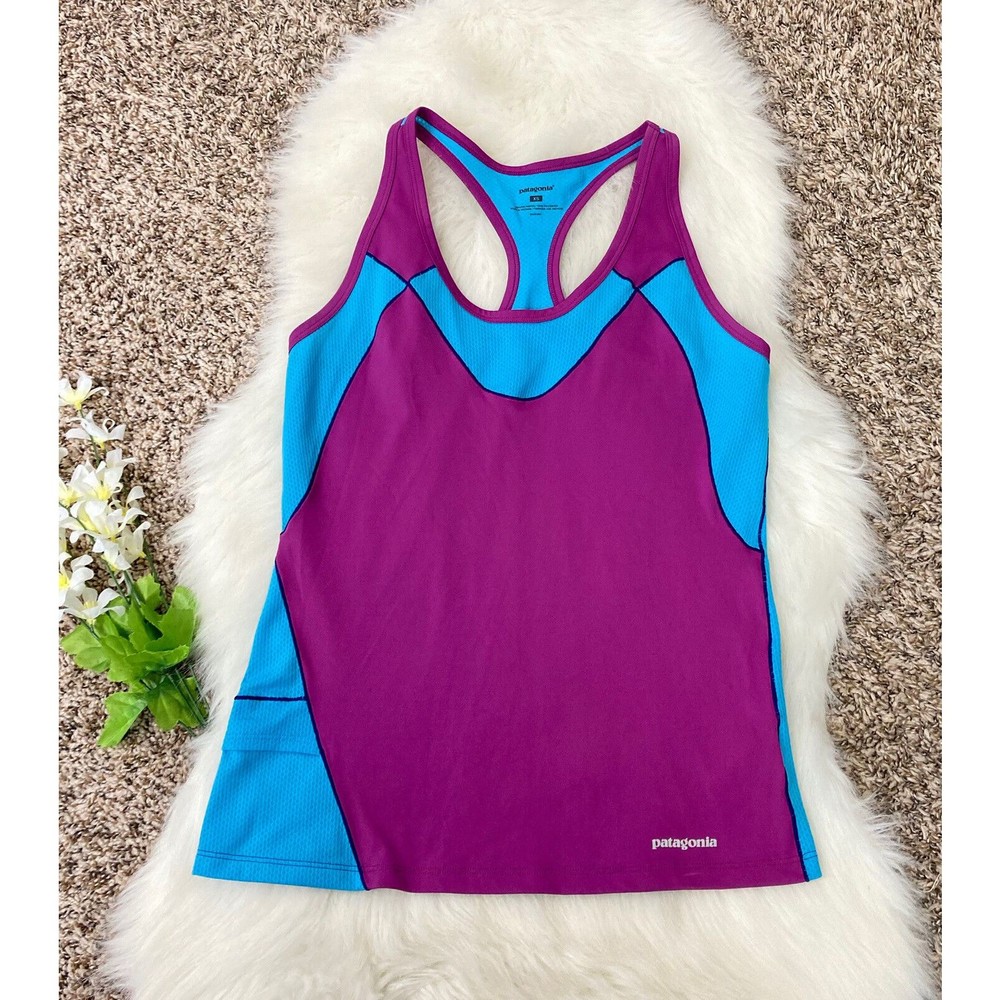 Patagonia Racerback Blue/Purple Activewear Tank Top Women’s Size XSmall Running